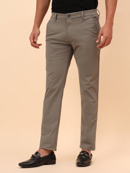 Casual Trousers for Men l Breathable & Soft with Color Fastness Regular Fit Cotton Blend Fabric Solid Pattern Button Closure