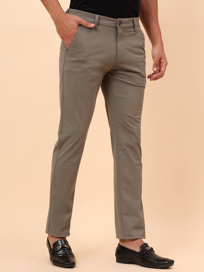 Casual Trousers for Men l Breathable & Soft with Color Fastness Regular Fit Cotton Blend Fabric Solid Pattern Button Closure