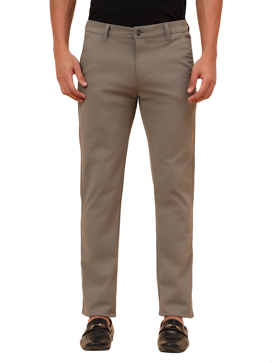 Casual Trousers for Men l Breathable & Soft with Color Fastness Regular Fit Cotton Blend Fabric Solid Pattern Button Closure