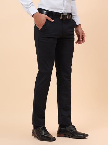 Casual Trousers for Men l Breathable & Soft with Color Fastness Regular Fit Poly Cotton Fabric Solid Pattern Button Closure