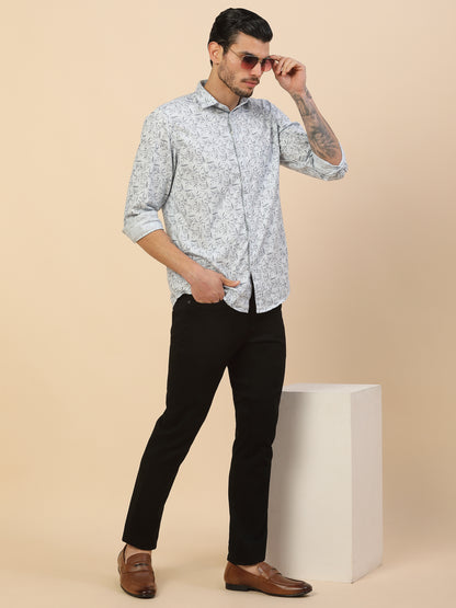 Casual Trouser for Men | Breathable & Soft with Color Fastness Regular Fit Cotton Blend Fabric Self Design Pattern Button Closure