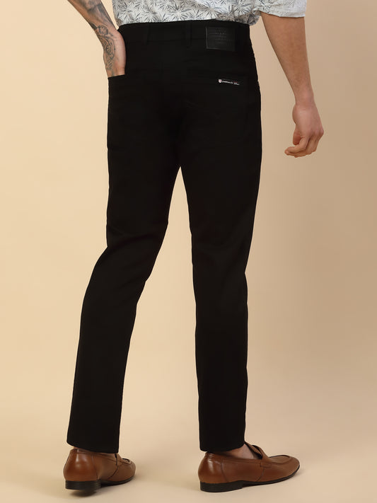 Casual Trouser for Men | Breathable & Soft with Color Fastness Regular Fit Cotton Blend Fabric Self Design Pattern Button Closure