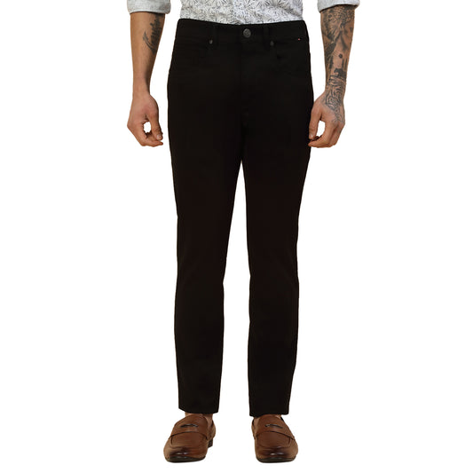 Casual Trouser for Men | Breathable & Soft with Color Fastness Regular Fit Cotton Blend Fabric Self Design Pattern Button Closure