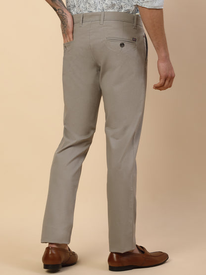 Casual Trouser for Men | Breathable & Soft with Color Fastness Regular Fit Cotton Blend Fabric Self Design Pattern Button Closure