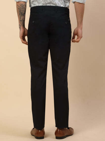 Casual Trouser for Men | Breathable & Soft with Color Fastness Regular Fit Cotton Blend Fabric Self Design Pattern Button Closure