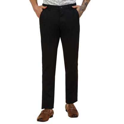 Casual Trouser for Men | Breathable & Soft with Color Fastness Regular Fit Cotton Blend Fabric Self Design Pattern Button Closure