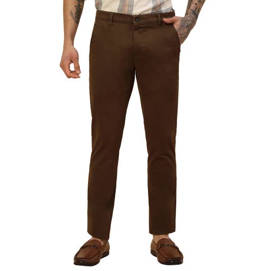 Casual Trouser for Men | Breathable & Soft with Color Fastness Regular Fit Cotton Blend Fabric Solid Pattern Button Closure