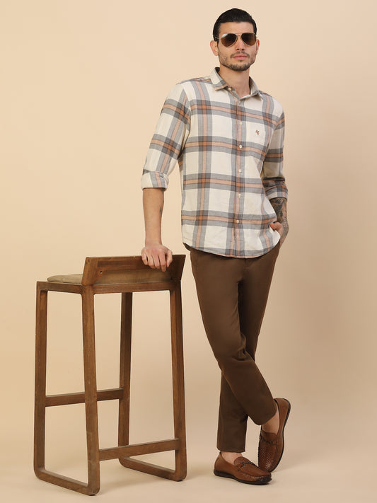 Casual Trouser for Men | Breathable & Soft with Color Fastness Regular Fit Cotton Blend Fabric Solid Pattern Button Closure