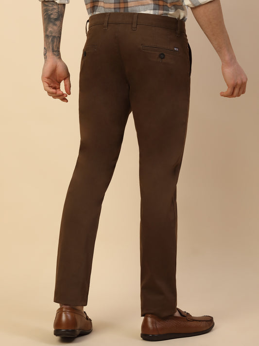 Casual Trouser for Men | Breathable & Soft with Color Fastness Regular Fit Cotton Blend Fabric Solid Pattern Button Closure