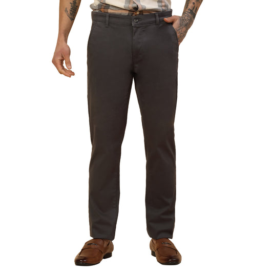 Casual Trouser for Men | Breathable & Soft with Color Fastness Regular Fit Cotton Blend Fabric Solid Pattern Button Closure