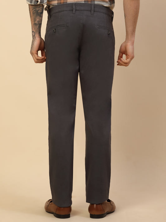 Casual Trouser for Men | Breathable & Soft with Color Fastness Regular Fit Cotton Blend Fabric Solid Pattern Button Closure