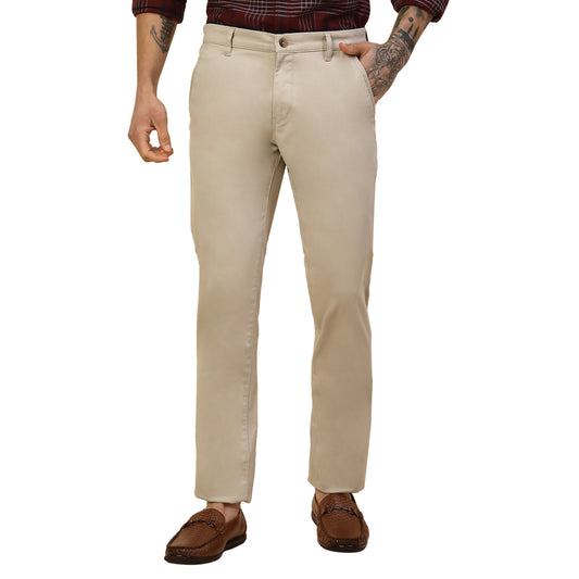 Casual Trouser for Men | Breathable & Soft with Color Fastness Regular Fit Cotton Blend Fabric Solid Pattern Button Closure