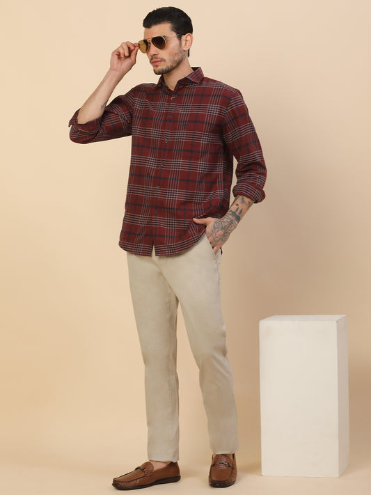 Casual Trouser for Men | Breathable & Soft with Color Fastness Regular Fit Cotton Blend Fabric Solid Pattern Button Closure