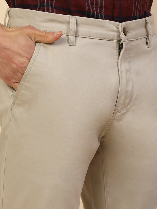 Casual Trouser for Men | Breathable & Soft with Color Fastness Regular Fit Cotton Blend Fabric Solid Pattern Button Closure
