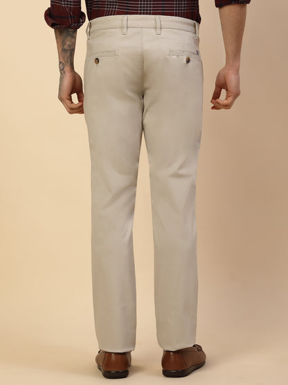 Casual Trouser for Men | Breathable & Soft with Color Fastness Regular Fit Cotton Blend Fabric Solid Pattern Button Closure