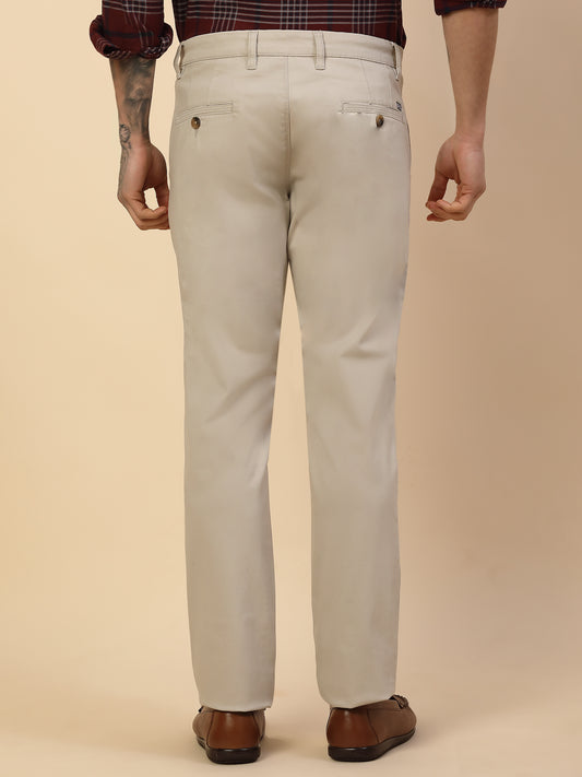 Casual Trouser for Men | Breathable & Soft with Color Fastness Regular Fit Cotton Blend Fabric Solid Pattern Button Closure