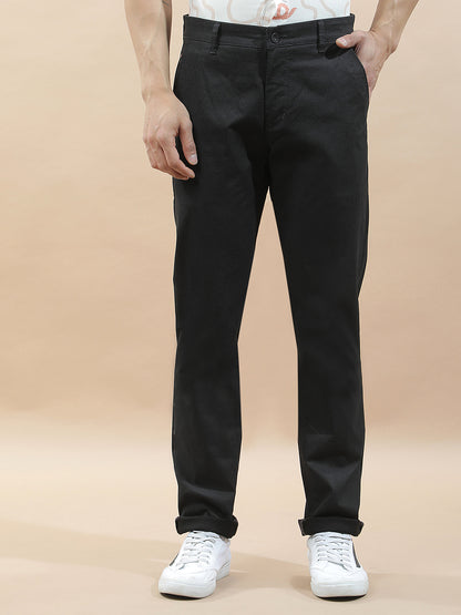Casual Trousers for Men l Breathable & Soft with Color Fastness Regular Fit Cotton Blend Fabric Solid Pattern