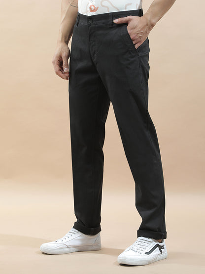 Casual Trousers for Men l Breathable & Soft with Color Fastness Regular Fit Cotton Blend Fabric Solid Pattern