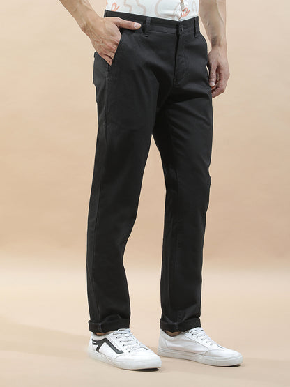Casual Trousers for Men l Breathable & Soft with Color Fastness Regular Fit Cotton Blend Fabric Solid Pattern