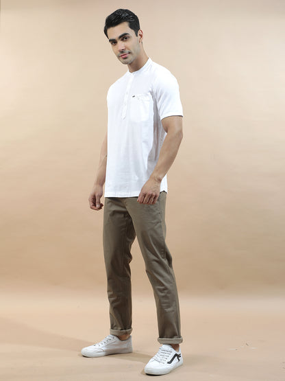 Casual Trousers for Men l Breathable & Soft with Color Fastness Regular Fit Cotton Blend Fabric Solid Pattern
