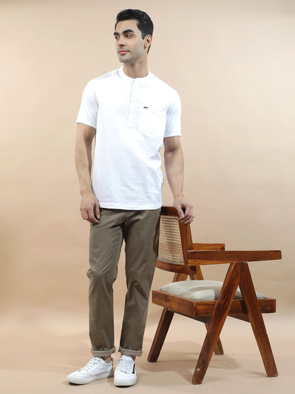 Casual Trousers for Men l Breathable & Soft with Color Fastness Regular Fit Cotton Blend Fabric Solid Pattern