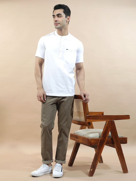 Casual Trousers for Men l Breathable & Soft with Color Fastness Regular Fit Cotton Blend Fabric Solid Pattern