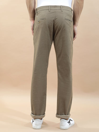 Casual Trousers for Men l Breathable & Soft with Color Fastness Regular Fit Cotton Blend Fabric Solid Pattern