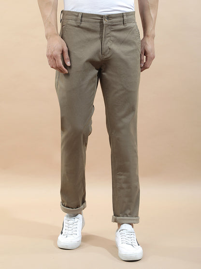 Casual Trousers for Men l Breathable & Soft with Color Fastness Regular Fit Cotton Blend Fabric Solid Pattern