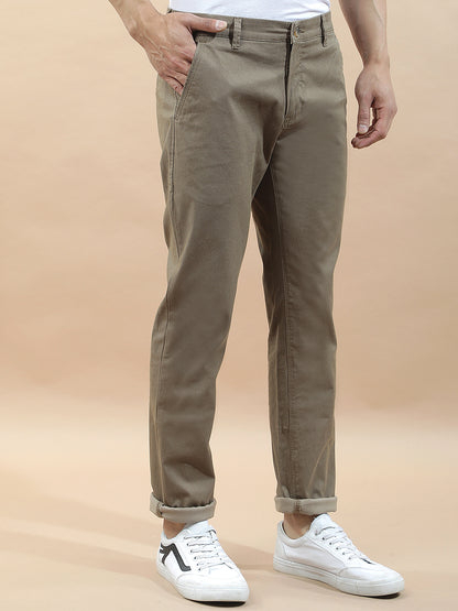Casual Trousers for Men l Breathable & Soft with Color Fastness Regular Fit Cotton Blend Fabric Solid Pattern