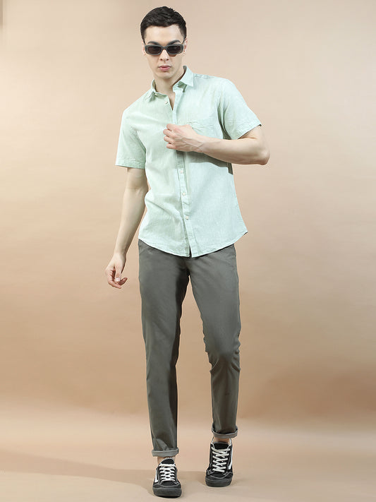 Casual Trousers for Men l Breathable & Soft with Color Fastness Regular Fit Cotton Blend Fabric Solid Pattern