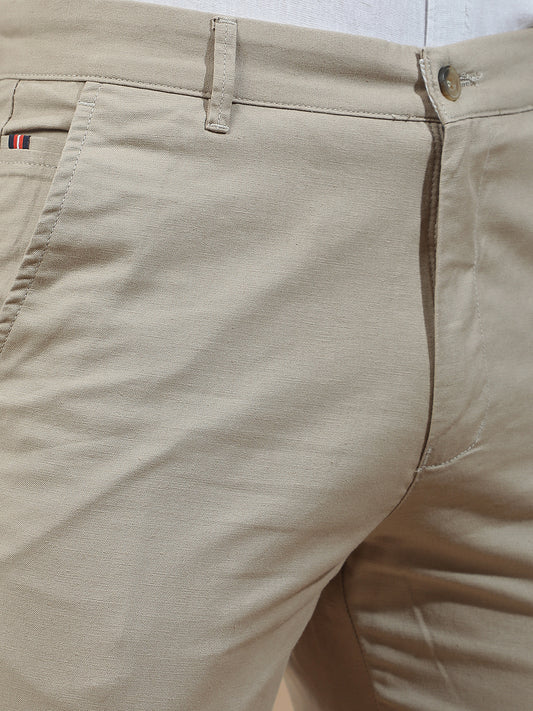 Casual Trousers for Men l Breathable & Soft with Color Fastness Regular Fit Cotton Blend Fabric Solid Pattern