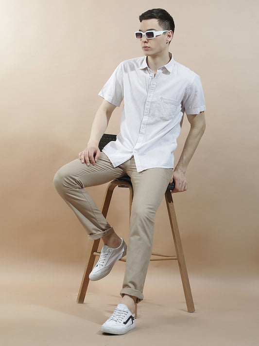 Casual Trousers for Men l Breathable & Soft with Color Fastness Regular Fit Cotton Blend Fabric Solid Pattern