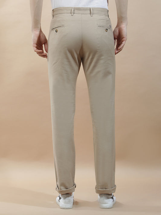 Casual Trousers for Men l Breathable & Soft with Color Fastness Regular Fit Cotton Blend Fabric Solid Pattern