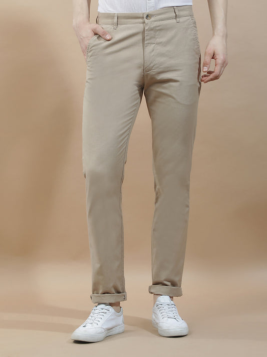Casual Trousers for Men l Breathable & Soft with Color Fastness Regular Fit Cotton Blend Fabric Solid Pattern