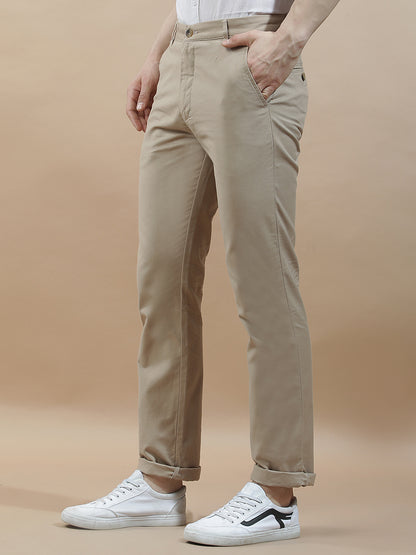 Casual Trousers for Men l Breathable & Soft with Color Fastness Regular Fit Cotton Blend Fabric Solid Pattern