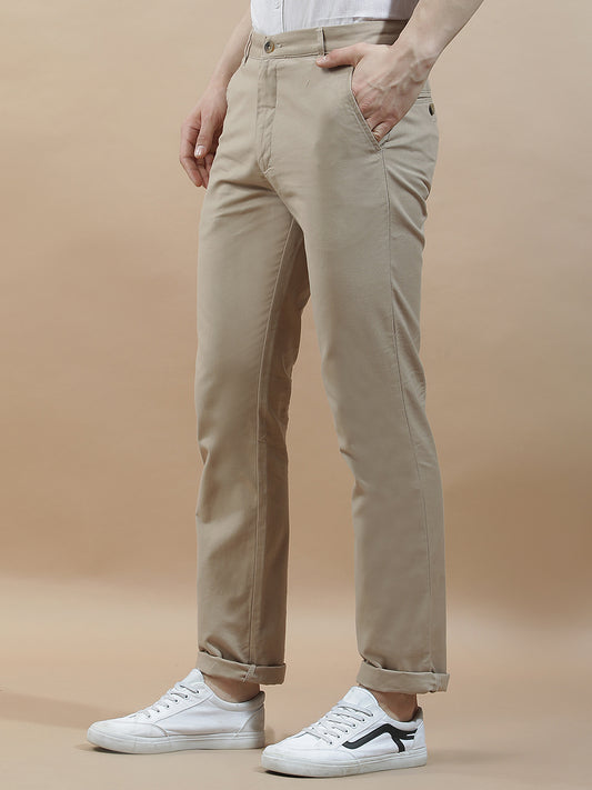 Casual Trousers for Men l Breathable & Soft with Color Fastness Regular Fit Cotton Blend Fabric Solid Pattern