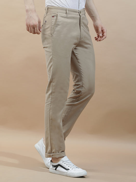 Casual Trousers for Men l Breathable & Soft with Color Fastness Regular Fit Cotton Blend Fabric Solid Pattern