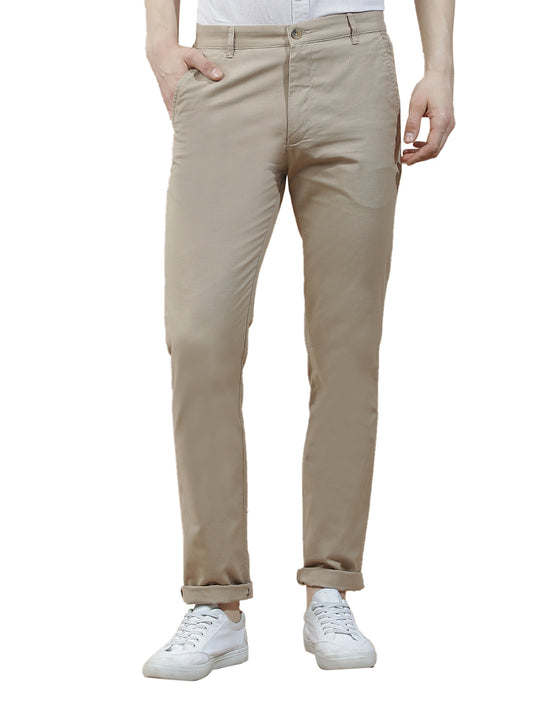 Casual Trousers for Men l Breathable & Soft with Color Fastness Regular Fit Cotton Blend Fabric Solid Pattern