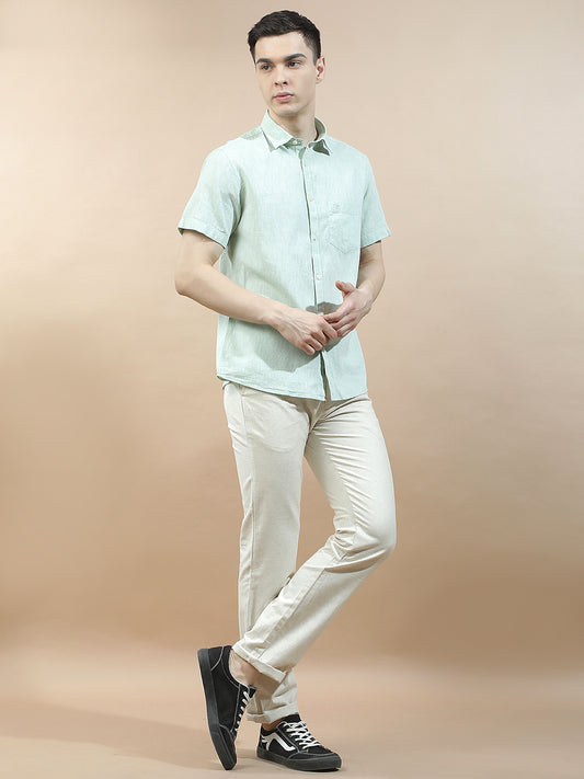 Casual Trousers for Men l Breathable & Soft with Color Fastness Regular Fit Cotton Blend Fabric Solid Pattern