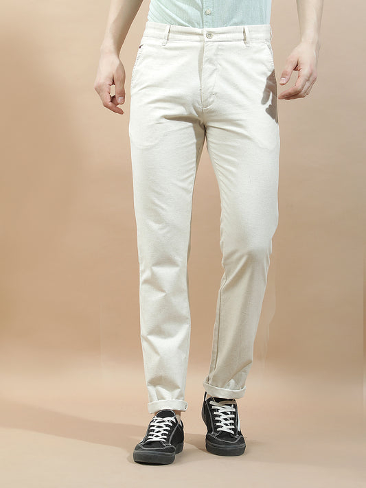 Casual Trousers for Men l Breathable & Soft with Color Fastness Regular Fit Cotton Blend Fabric Solid Pattern