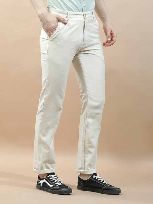 Casual Trousers for Men l Breathable & Soft with Color Fastness Regular Fit Cotton Blend Fabric Solid Pattern