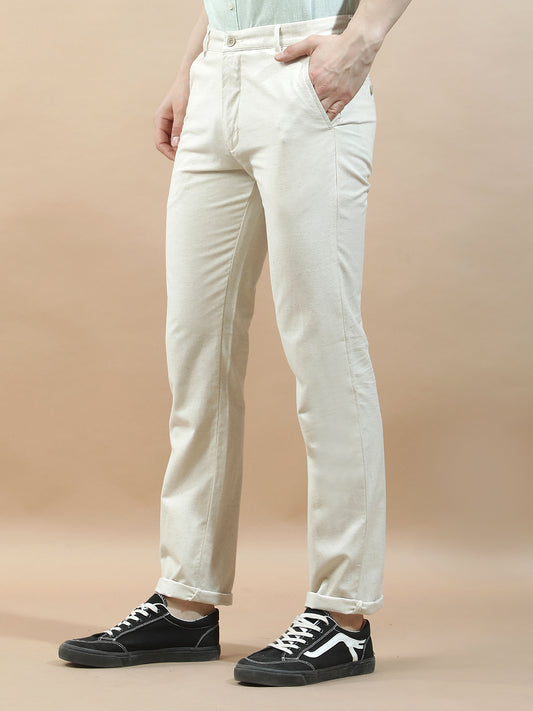 Casual Trousers for Men l Breathable & Soft with Color Fastness Regular Fit Cotton Blend Fabric Solid Pattern