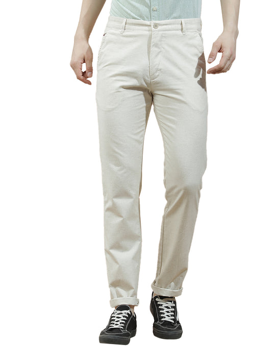 Casual Trousers for Men l Breathable & Soft with Color Fastness Regular Fit Cotton Blend Fabric Solid Pattern