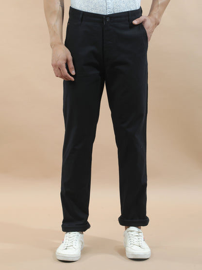 Casual Trousers for Men l Breathable & Soft with Color Fastness Regular Fit Cotton Blend Fabric Solid Pattern