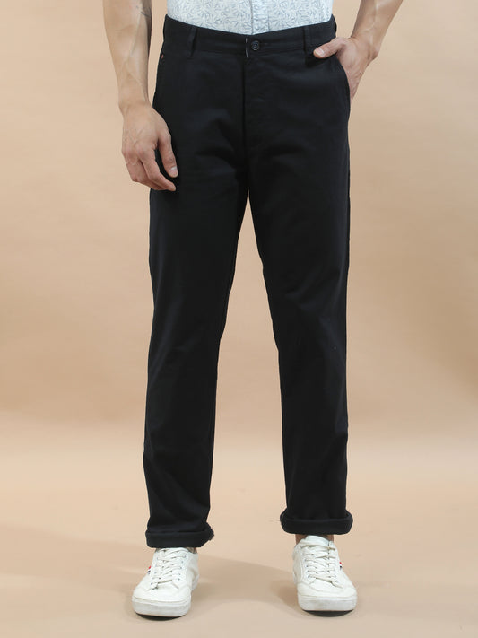 Casual Trousers for Men l Breathable & Soft with Color Fastness Regular Fit Cotton Blend Fabric Solid Pattern
