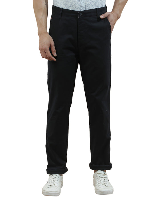 Casual Trousers for Men l Breathable & Soft with Color Fastness Regular Fit Cotton Blend Fabric Solid Pattern