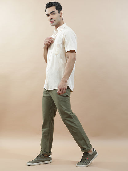 Casual Trousers for Men l Breathable & Soft with Color Fastness Regular Fit Cotton Blend Fabric Solid Pattern