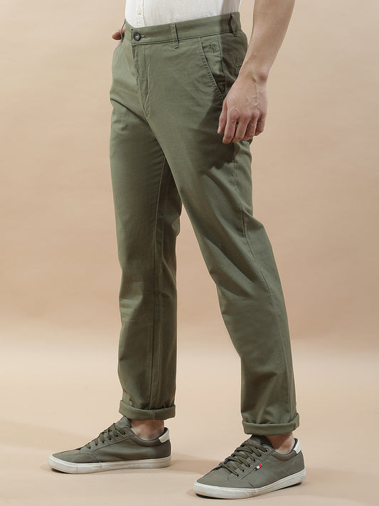 Casual Trousers for Men l Breathable & Soft with Color Fastness Regular Fit Cotton Blend Fabric Solid Pattern