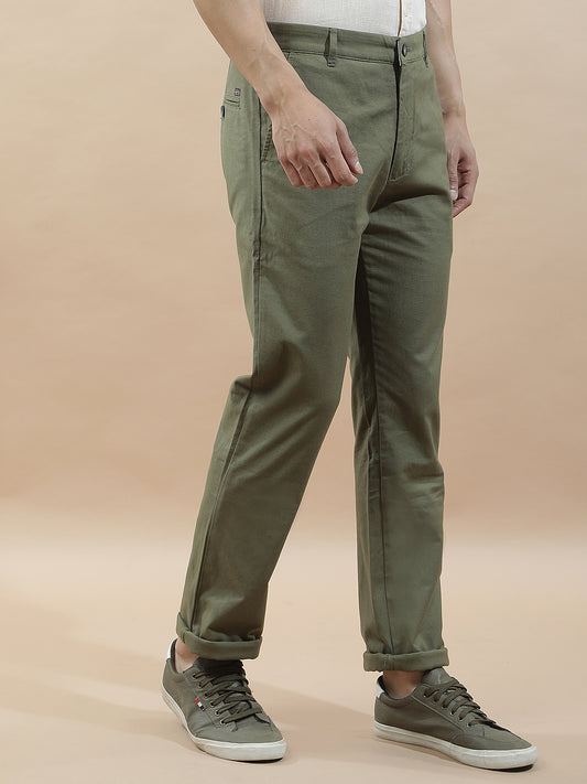 Casual Trousers for Men l Breathable & Soft with Color Fastness Regular Fit Cotton Blend Fabric Solid Pattern