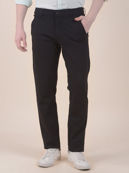 Men's Khaki Solid Smart Fit Casual Trouser